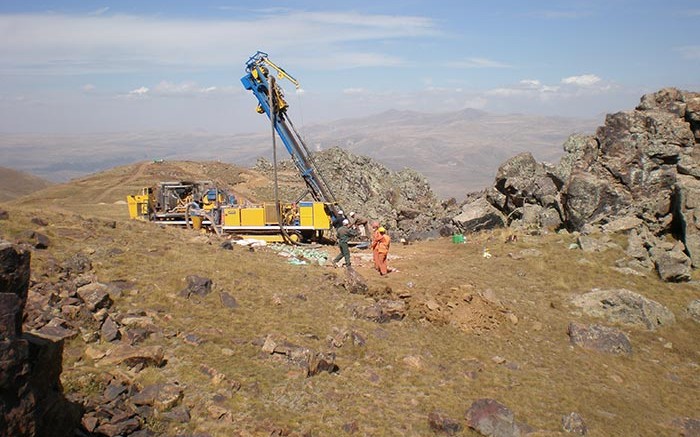 Workers at a drill site in the Artavasdes zone, part of Lydian International's Amulsar gold project in Armenia. Credit: Lydian International