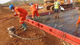 Workers pour the first concrete at Roxgold's Yaramoko gold project in Burkina Faso. Source: Roxgold