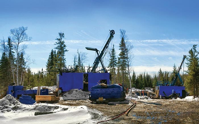 Two drill rigs exploring the 144 Gap zone at Lake Shore Gold's Timmins West gold mine in Ontario. Credit: Lake Shore Gold