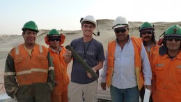 Focus Ventures president David Cass (third from left) with a drilling crew at the Bayovar 12 phosphate project in northern Peru. Credit: Focus Ventures