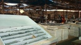 Workers in a core shack at Southern Copper's Tia Maria copper project in Peru.  Credit: Southern Copper