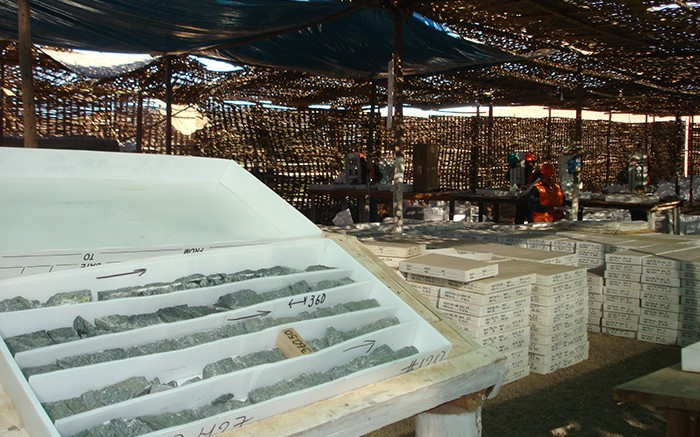 Workers in a core shack at Southern Copper's Tia Maria copper project in Peru.  Credit: Southern Copper