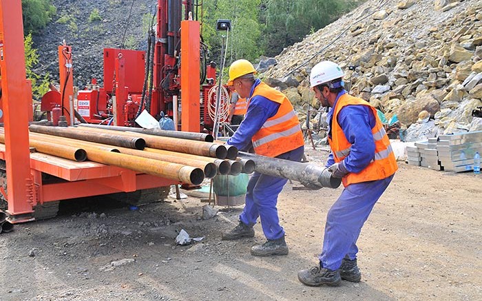 Workers with drill rods at Eldorado Gold's Certej gold project in central Romania. Credit: Eldorado Gold