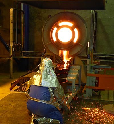 The first gold dor pour at Aureus Mining's New Liberty gold mine in northwestern Liberia. Credit: Aureus Mining