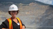 The author Lesley Stokes at Newmont Mining's Batu Hijau mine in Indonesia. Credit: Lesley Stokes