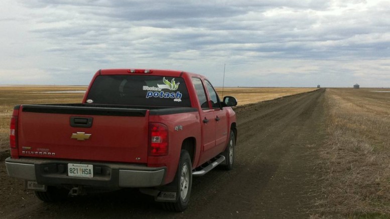 A truck on Western Potash's Milestone potash property in southern Saskatchewan, 30 km southeast of Regina. Souce: Western Potash