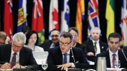 Canada's Minister of Natural Resources GregRickford (centre) at the 2015 Energy and Mines Ministers' Conference in Halifax on July 20. Source: Natural Resources Canada