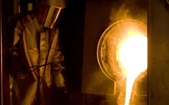 A gold pour at Goldcorp's  Porcupine project in Timmins, Ontario. Source: Goldcorp