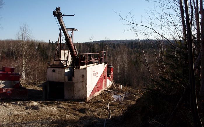 A drill rig in 2010 at Northern Gold's Golden Bear gold project in northeastern Ontario. Credit: Northern Gold