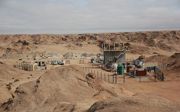 The demonstration plant at Bannerman Resources' Etango uranium project in Namibia, 38 km east of the coastal town of Swakopmund. Credit: Bannerman Resources