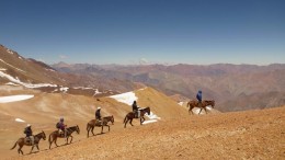 Barrick Gold geologists travelled by donkey during the early stages of exploration at the Alturas gold project in Chile.Credit:  Barrick Gold