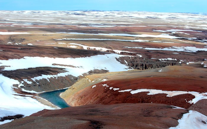 Aston Bay Holdings' Storm copper project, 20 km from tidewater in the northwest corner of Somerset Island, Nunavut. Credit: Aston Bay Holdings