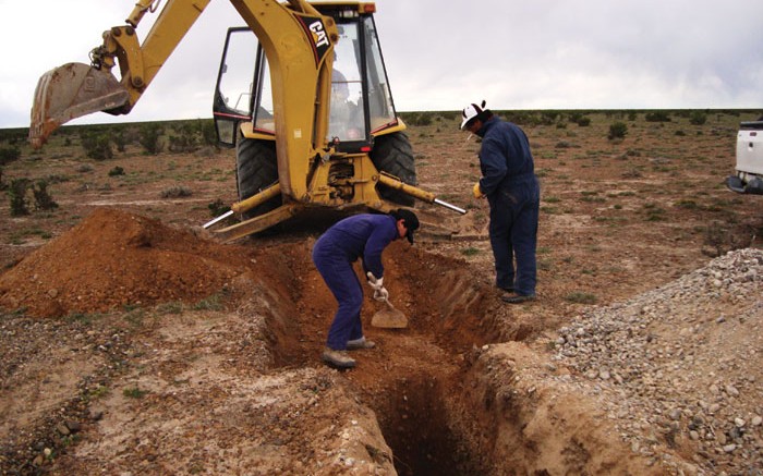 Workers trenching at U3O8 Corp.'s Laguna Salada uranium-vanadium project in Argentina's Chubut province. Credit: U3O8 Corp.