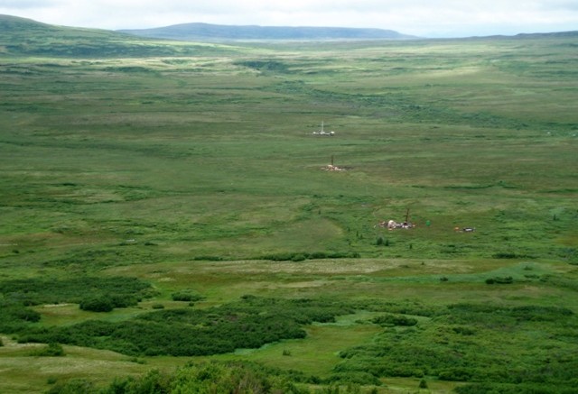 Drilling at Pebble copper project in Alaska in 2005. Credit: Northern Dynasty Minerals