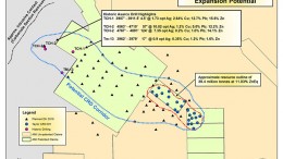 A map showing "expansion potential" at Arizona Mining's Taylor Deposit. Credit:  Arizona Mining