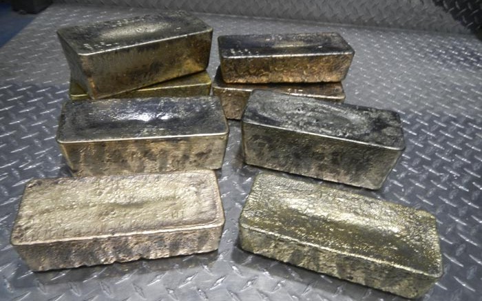 Gold bars at Lake Shore Gold's Bell Creek mill in Ontario. Credit: Lake Shore Gold