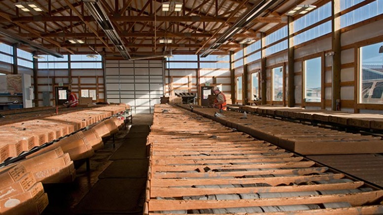 Workers log core at Barrick's Goldrush project in Nevada. Credit: Barrick Gold.