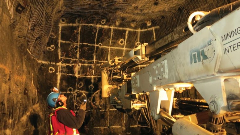 An underground development worker at Trevali Mining’s Caribou zinc mine in northern New Brunswick.  Credit: Trevali Mining