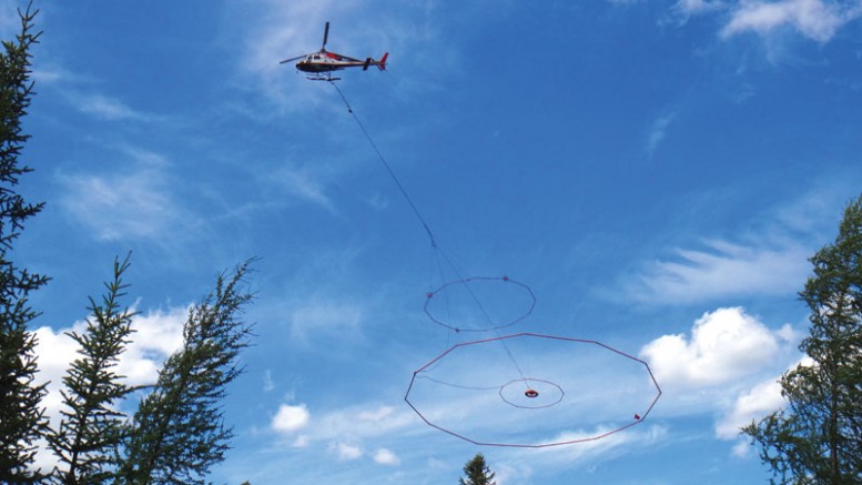 Geotech's VTEM system in flight.  Credit: Geotech