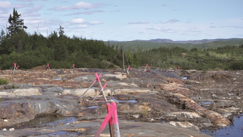 An outcrop at Eastmain Resources’ Eau Claire gold deposit in Quebec, 200 km east of James Bay. Credit: Eastmain Resources