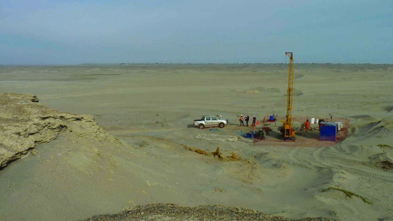 A drill site at Focus Ventures’ 70%-owned Bayovar 12 phosphate property in northern Peru’s Sechura district, 70 km south of the city of Piura.  Credit: Focus Ventures