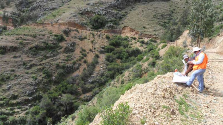 A geologist at Panoro Minerals' Antilla copper-molybdenum porphyry project, 140 km southwest of Cuzco in the Apurimac region of southern Peru. Credit: Panoro Minerals.