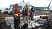 Northquest CEO Jon North (middle) at the Pistol Bay gold project in eastern Nunavut. Credit: Northquest.