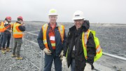 Detour Gold’s open-pit manager Craig Rintoul (left) and chief operating officer Pierre Beaudoin at the Detour Lake gold mine near Cochrane, Ontario. Photo by Salma Tarikh.