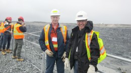 Detour Gold’s open-pit manager Craig Rintoul (left) and chief operating officer Pierre Beaudoin at the Detour Lake gold mine near Cochrane, Ontario. Photo by Salma Tarikh.