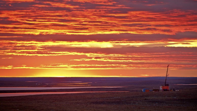 Sunset at Agnico Eagle's advanced-stage Meliadine gold project in Nunavut Territory. Credit: Agnico Eagle Mines.