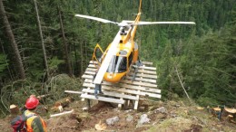 A helicopter at Dolly Varden Silver’s namesake silver project in northwest British Columbia.Credit: Dolly Varden Silver.