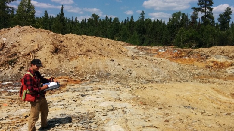 Wallbridge's Adam Coulter maps the Parkin project. Credit: Wallbridge Mining.