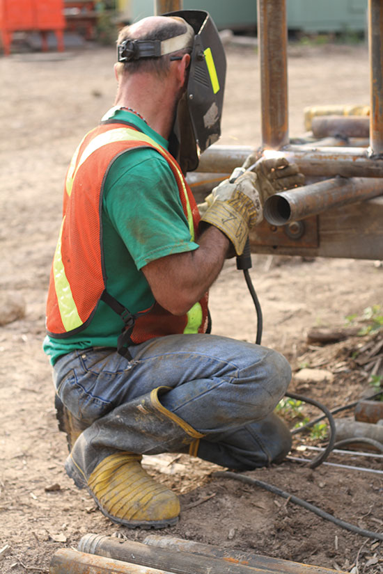 A welder working at Noront Resources' Esker exploration camp in Ontario's Ring of Fire region. Credit: Noront Resources.