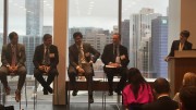 From left: Mariano Ortego, a partner at PwC Canada; Pablo Breard, Scotiabank’s vice-president and head of international economics; Ignacio Celorrio, partner-in-charge of the Natural Resources Group at Quevedo Abogado; Andrew Cheatle, the executive director of the Prospectors & Developers Association of Canada; Trish Saywell, The Northern Miner’s senior staff writer.