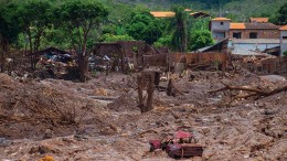 Damage from the Samarco tailings dam failure late last year in Mariana, Brazil. Photo by Jose Moraes.