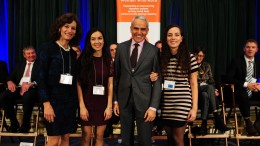At Women Who Rock's Auction for Action event in Toronto in early 2016, from left: Lisa Davis, legal & corporate affairs at PearTree Securities; Konstanca Tere, chemical engineering undergraduate at Ryerson University; David Garofalo, then president and CEO of Hudbay Minerals; and Lorena Tere, chemical engineer-in-training recently graduated from the University of Toronto. Credit: Women Who Rock.
