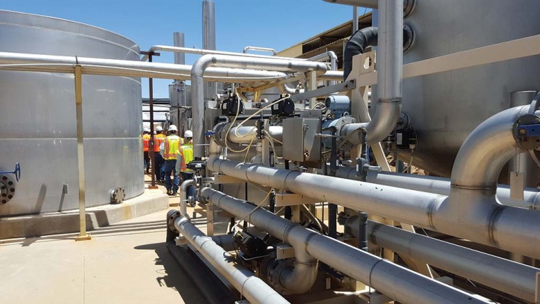 Stainless steel tanks, part of the copper production facilities at Excelsior Mining’s Johnson Creek Mine project. Credit: Excelsior Mining.