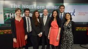 The Northern Miner's Toronto editorial team helps open the TSX in 2015, from left: Trish Saywell, Adrian Pocobelli, Isa Cunanan, John Cumming, Salma Tarikh, David Perri and Alisha Hiyate. Credit: TSX Group.