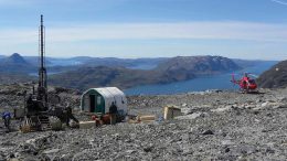 Drillers at the Sorensen deposit, part of Greenland Energy and Minerals’ Kvanefjeld REE-uranium project on the southwest coast of Greenland. Credit: Greenland Energy and Minerals.