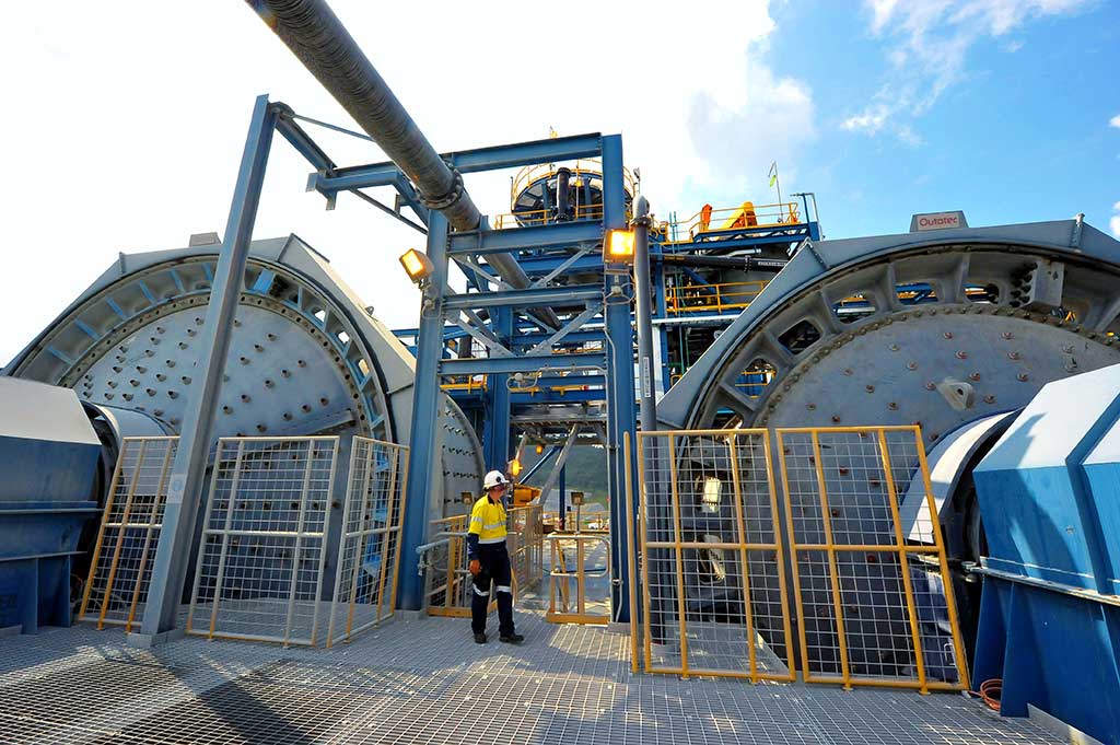 The ball mill at OceanaGold’s Didipio open-pit gold mine in the Philippines. Credit: OceanaGold.