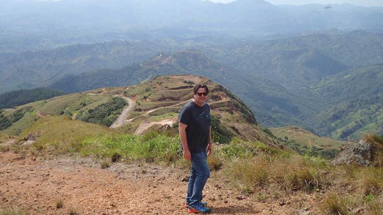 Orla Mining president and CEO Marc Prefontaine at the Cerro Quema gold project in Panama, with the Quemita and La Pava zones in background. Credit: Orla Mining.