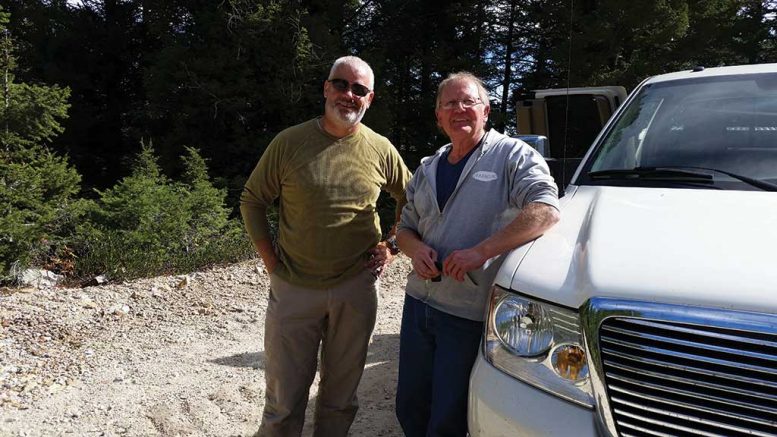 Otis Gold president Craig Lindsay (left) and chief geologist Mitch Bernardi at the Kilgore gold project in Idaho. Credit: Otis Gold.