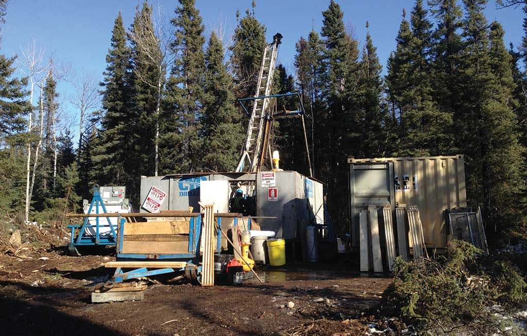 Drilling equipment at Callinex Mines' Pine Bay project in Manitoba. Credit: Callinex Mines.