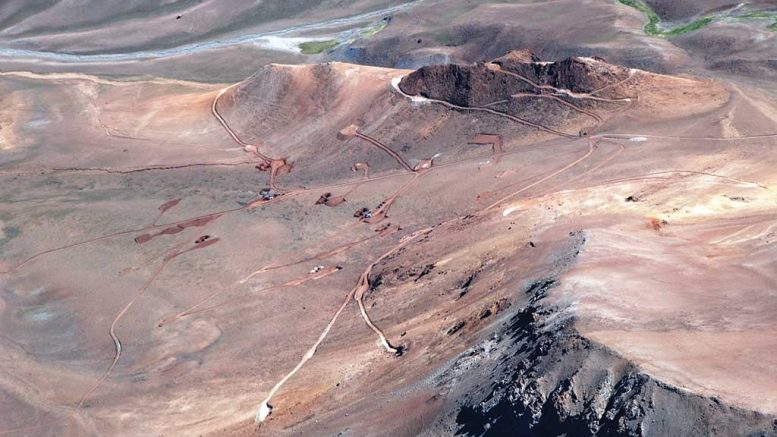 Looking north at the Caspiche gold-copper project in Chile, which Goldcorp is buying. Credit: Exeter Resource.