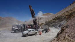 Drilling at the Filo del Sol project in Chile's Atacama region. Credit: Filo Mining.