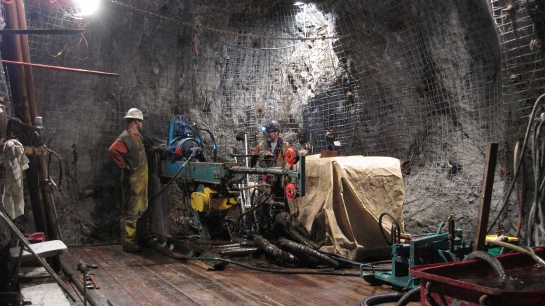 Drillers underground in the Martel zone at Imperial Metals' Mount Polley copper-gold mine in south-central British Columbia. Credit: Imperial Metals