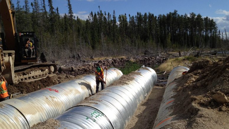 Engineering contractors at the Côté gold property 130 km southwest of Timmins, On. Credit: TULLOCH Engineering.