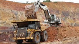 Mining saprolite ore in the Salman pit at Endeavour Mining’s Nzema gold mine in Ghana. Credit: Endeavour Mining.