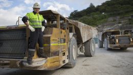 A truck driver outside Tahoe Resources' Escobal silver mine in Guatemala in 2015. Credit: Tahoe Resources.