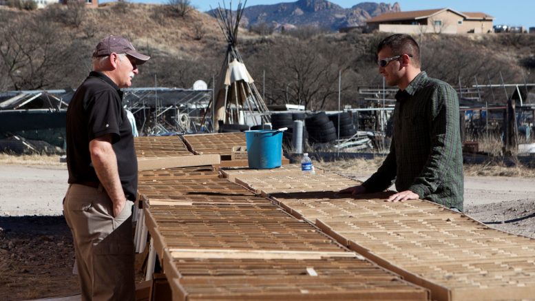 Arizona Mining chief operating officer Don Taylor (left) and geologist Jack Mueller with drill core at Arizona Mining's Hermosa zinc-lead-silver project in Arizona. Credit: Arizona Mining.